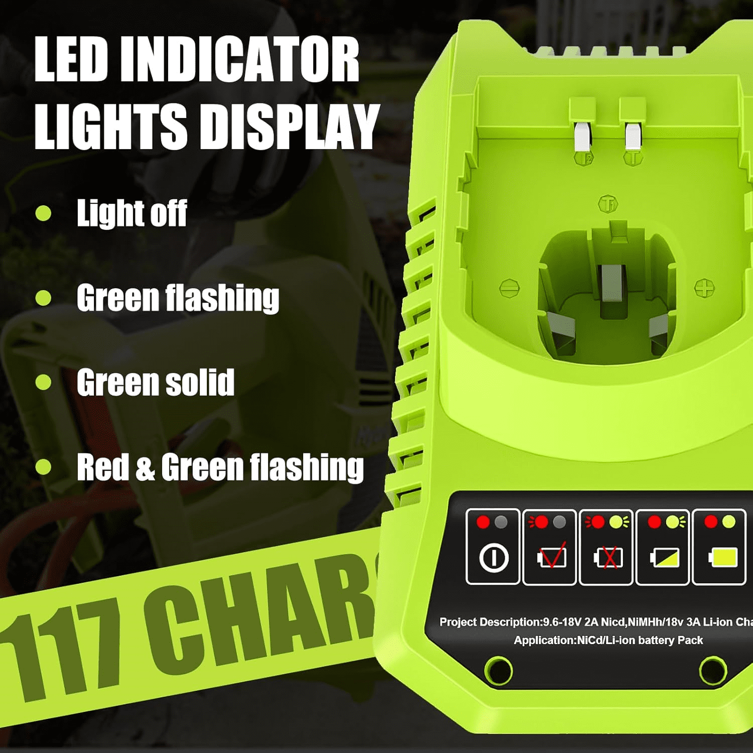2-Pack 18V 3.6Ah Li-ion Battery & Charger Combo for Ryobi 18V P102 P103 P105 P108 P191 P122 Power Tools