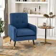thumbnail image 2 of Costway Linen Fabric Accent Chair Modern Single Sofa Chair with Solid Metal Legs Blue, 2 of 8
