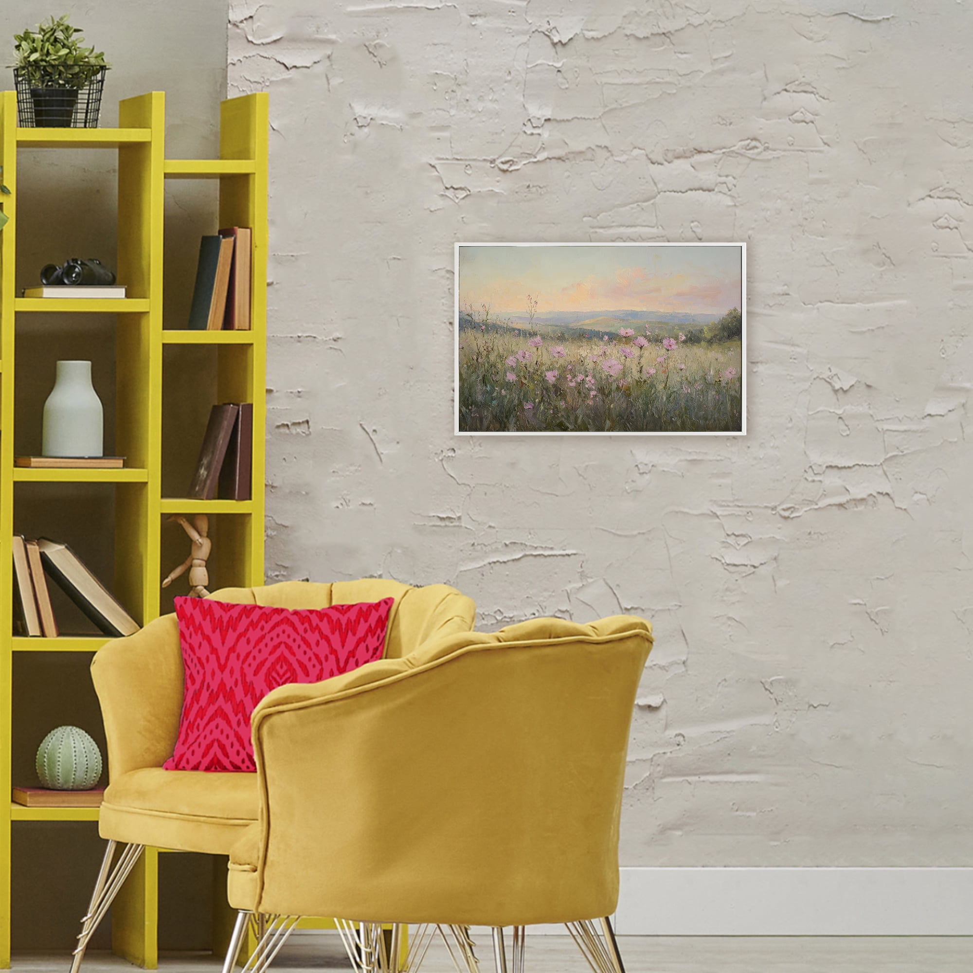 Stupell Industries Tranquil Meadow At Dawn White Framed Giclee Art, design by Petal Prints Design