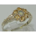 thumbnail image 2 of LBG 10k White Gold Natural Opal & Citrine Womens Vintage Daisy Ring - Size 8.75, 2 of 5