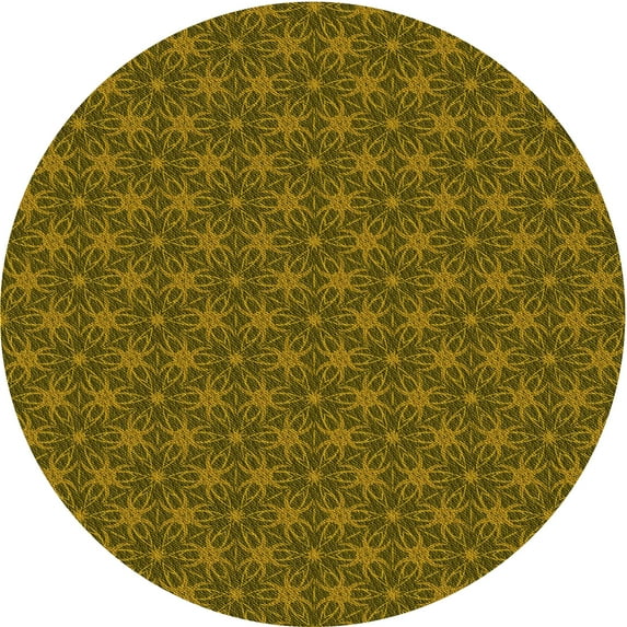Ahgly Company Indoor Round Patterned Dark Golden Rod Brown Area Rugs, 5' Round