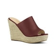 thumbnail image 1 of BLISSFUL STEP Chaussures pour Femmes Talon Compensé Bout Ouvert Espadrilles Mules à Plateforme Bourgogne 10, 1 of 7