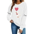 thumbnail image 4 of Womens Valentine's Day Sweatshirt Cute Oversized Duck Graphic Crewneck Love Shirt with Heart Balloon White Casual Gift,Size L, 4 of 6