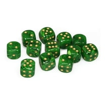 Chessex Dice d6 Sets: Vortex Green with Gold - 16mm Six Sided Die (12) Block of Dice