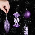 thumbnail image 3 of Purple Christmas Ball Ornaments for Christmas Decorations - 24 Pieces Xmas Tree Shatterproof Ornaments with Hanging Loop for Holiday and Party Decoration (Combo of 8 Ball and Shaped Styles), 3 of 7