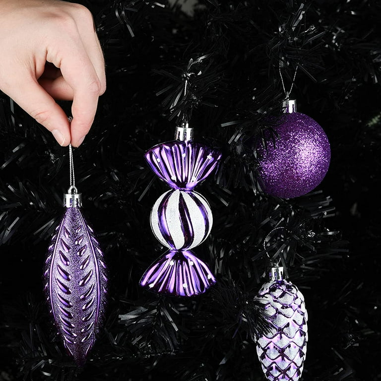 Purple Christmas Ball Ornaments for Christmas Decorations 24 Pieces Xmas Tree Shatterproof Ornaments with Hanging Loop for Holiday and Party