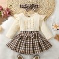 thumbnail image 2 of Futezty Toddler Boys Girls Clothes Fall Winter Outfit Sets, Baby Boy Girl Ruffle Sleeve Round Neckline Plaid Print Stretch 0 6 12 18 24 Months 2T 3T 4T 2-Pieces Set Party Wear, 2 of 7