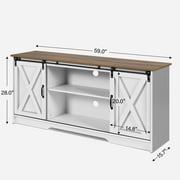 Catrimown Farmhouse Coffee Bar Cabinet with Storage, 58 Sideboard Buffet Cabinet with Storage, Sideboard Cabinet for Living Room, White