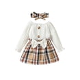 thumbnail image 1 of xiaxaixu Robe Trapèze d'Automne pour Bébé Fille avec Bandeau à Nœud, Robe à Manches Longues à Col Rond à Imprimé à Carreaux Patchwork, 1 of 9
