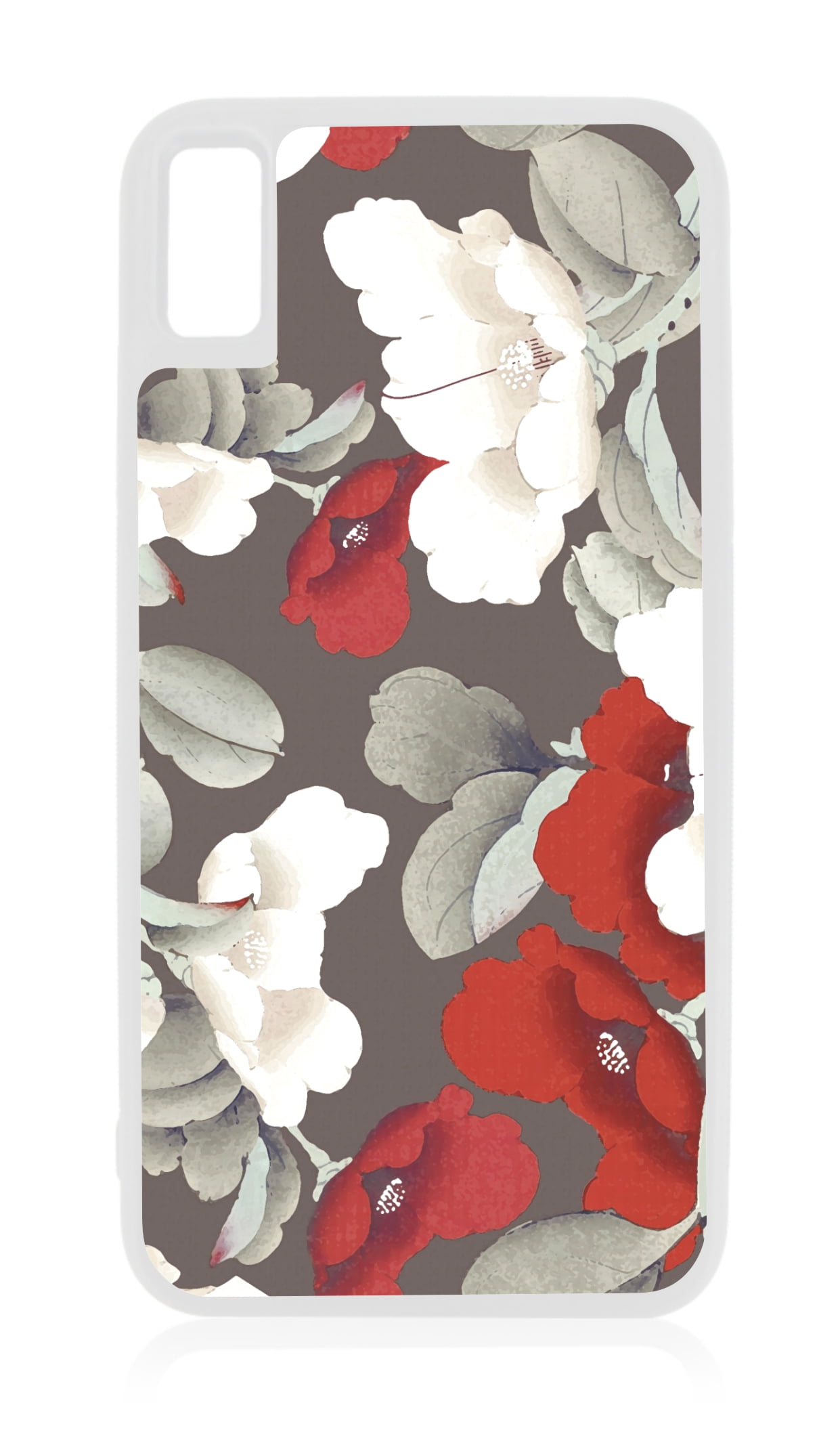 Grey and Red 10xr Flower Case iPhone 10 xr Floral Case White Rubber