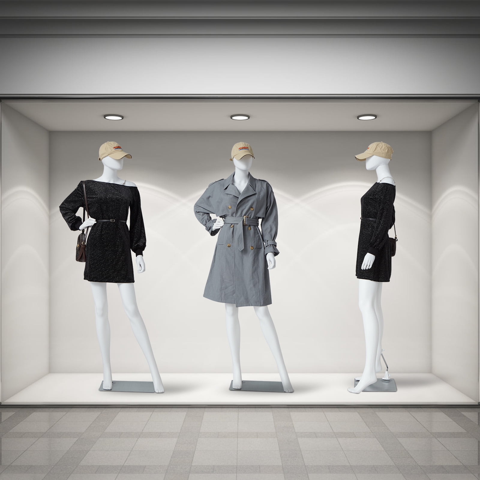Kinbor 70Inch Full Body Female Mannequin Dress Form Adjustable with Metal Base for Retail Clothing Shops White