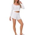 thumbnail image 2 of Conjunto de Lounge para Mujeres INSPIRE CHIC, Pijamas de Manga Larga, Camisas de Botón con Pantalones Cortos, Conjuntos de Entrenamiento de 2 Piezas Y2K, M Blanco, 2 of 5