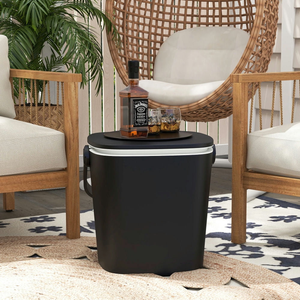 Spaco 3-in-1 Portable Cooler Bar Table with Bottle Opener and Lift Top Lid for Camping Poolside, Outdoor Fridge Freezer for Camping Travel-Black