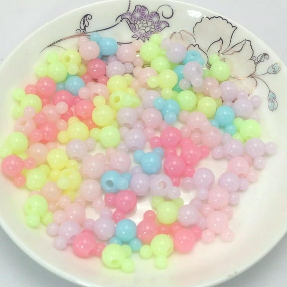 U8MO 200pcs Mixed Jelly Color Acrylic Mouse Face Beads 10mm Jewelry Making