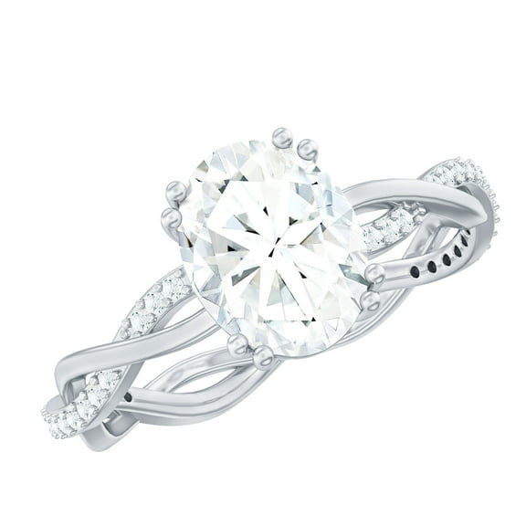 925 Sterling Silver 1.3 Ctw Oval 7.00x5.00mm Moissanite Solitaire Engagement Wedding Ring for Women