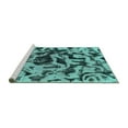 thumbnail image 2 of Ahgly Company Machine Washable Indoor Round Abstract Turquoise Blue Modern Area Rugs, 6' Round, 2 of 4