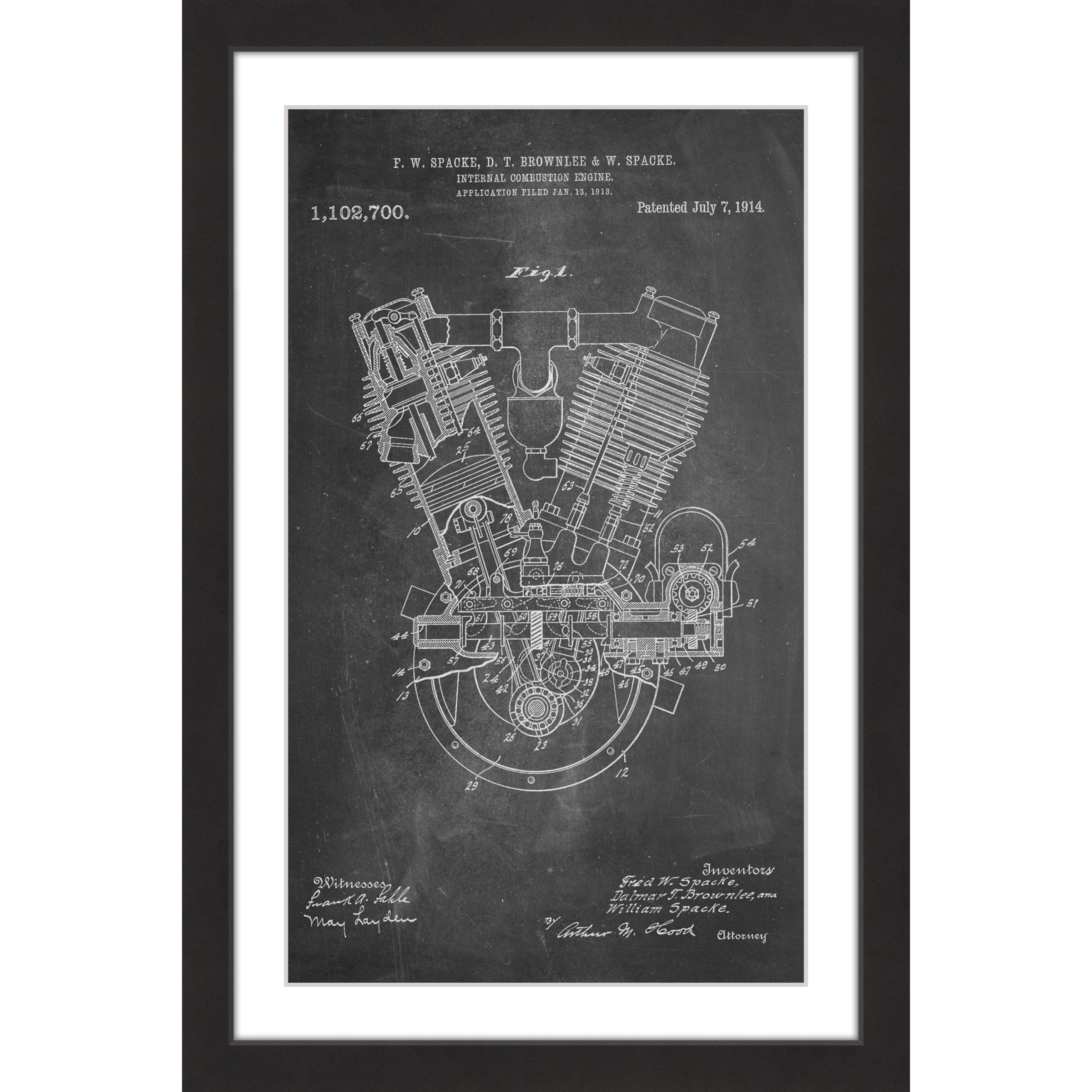 "Engine 1914 Chalk" Framed Painting Print