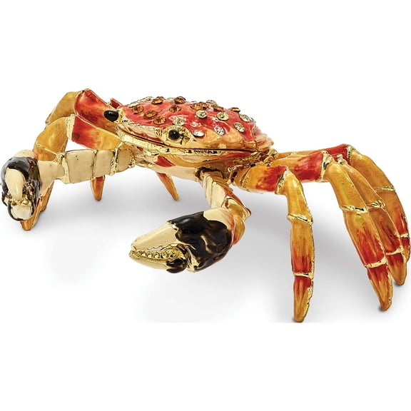 Fashion Bejeweled Movable Crabulous Red Orange Crab Trinket Box (3.5 X 3.5) Made In China bj2026