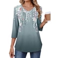 thumbnail image 3 of Fantaslook 3/4 Length Sleeve Womens Tops Dressy Casual Boho Blouses V Neck Pleated Tunic Tops Work Shirts, 3 of 8