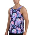 thumbnail image 2 of Lsque crystal Skull flower Pattern Mens Tank Tops Muscle Athletic Quick Dry Sleeveless Workout Fitness T Shirts Beach Tank Top, Loose-fit Sleeveless Shirt for Men-XX-Large, 2 of 7