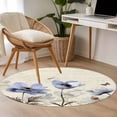 thumbnail image 5 of Area Rug 36in, Retro Blossom Blue Purple Floral Floor Carpet Living Room Rug, Flower on Postcard Texture Non-Slip Welcome Mat Indoor Rugs for Bedroom Dining Room, 5 of 9