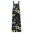 thumbnail image 6 of Mardi Gras Overalls for Women Loose Fit Sleeveless Casual Carnival Mask Graphic Rompers Long Parada Mardi Rompers with Pockets, 6 of 7