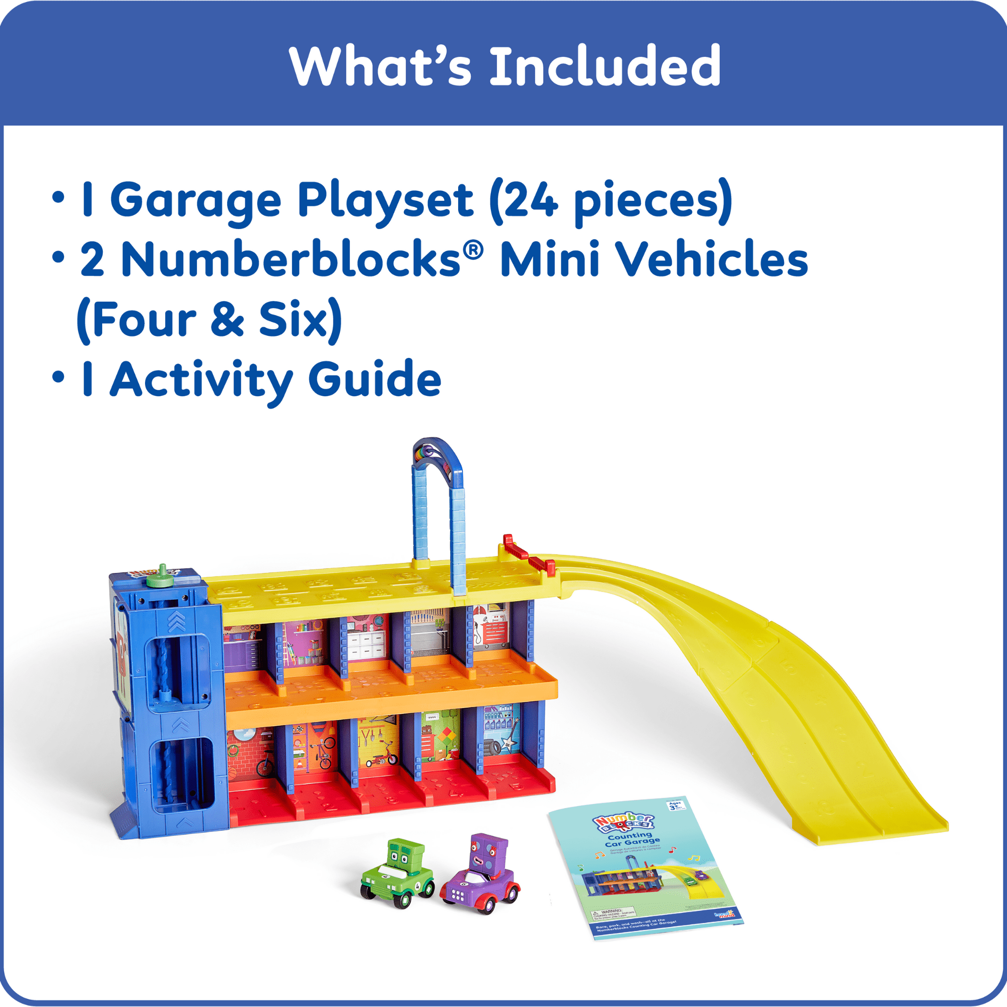 hand2mind Numberblocks Counting Car Garage, Preschool and Elementary Play Figure Playsets, Ages 3+