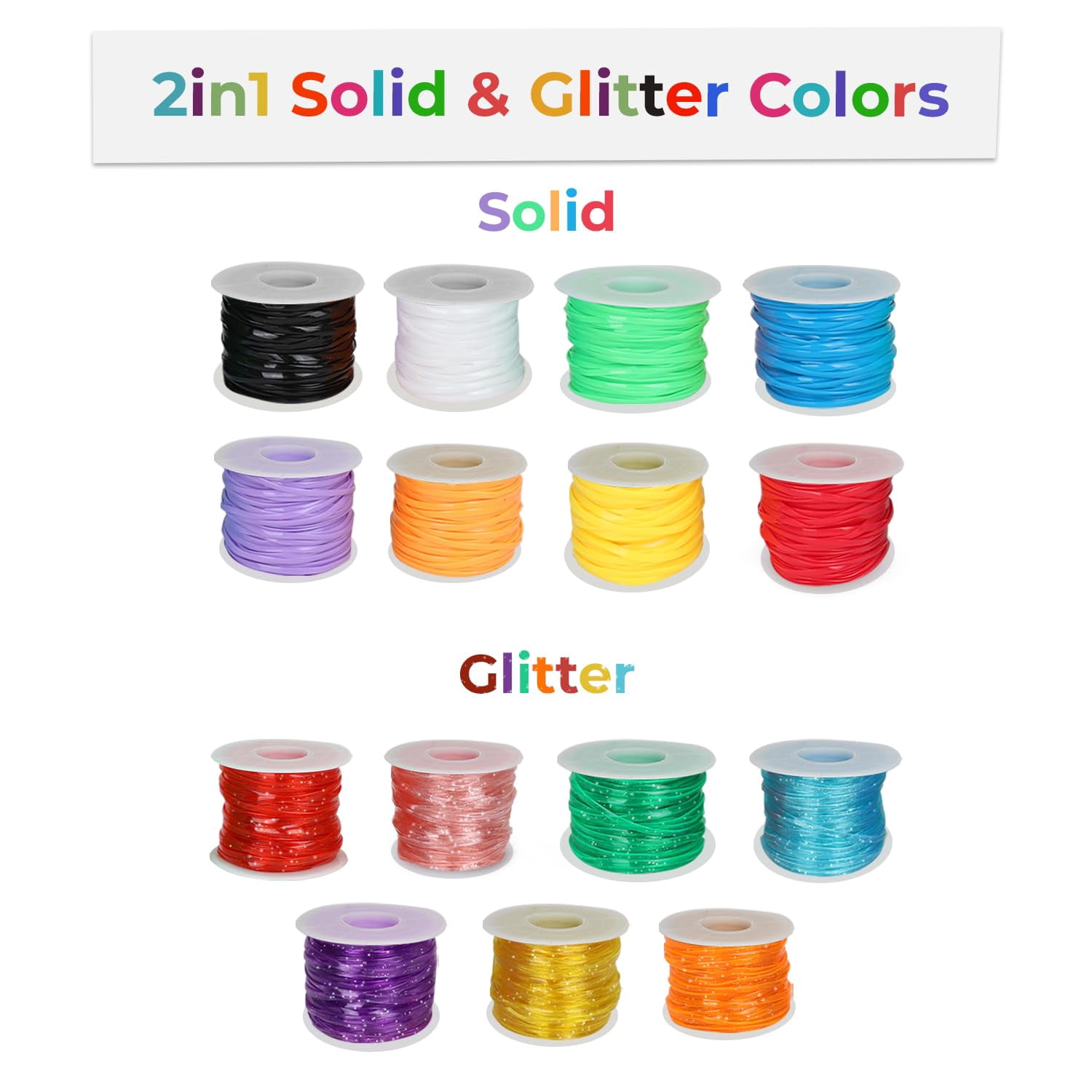 Darice Lanyard Kit - 15 Pack Plastic Gimp String With Assorted Colors - Glitter and Solid Boondoggle for Weaving - Lacing Cord for Bracelets, DIY Keychains, Crafts