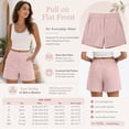 thumbnail image 5 of Womens Pull on Summer Shorts, Flat Front Elastic Back Solid Color Mid Waist Casual Shorts with Pockets, Pinks, L, 5 of 7