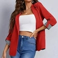 thumbnail image 2 of 2024 Clearance! JINMGG Winter Coats for Women, 2024 Fashion Winter Clearance Women Business Attire Solid Color Stitching Stripe Long Sleeve Pocket Cardigan Coat Top Red S, 2 of 9