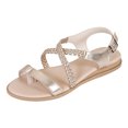 thumbnail image 7 of Rokment Metallic Woven Leather Wedge Flip Flops Stylish Casual Leather Comfortable Low Heel Dressy Sandals with Adjustable Back Strap OTHER Size 6, 7 of 7
