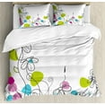 thumbnail image 1 of Floral Duvet Cover Set King Size, Chamomiles Daisy Flowers Spring Florets Blossoms Buds Leaves Nature Summer Design, Decorative 3 Piece Bedding Set with 2 Pillow Shams, Multicolor, by Ambesonne, 1 of 3