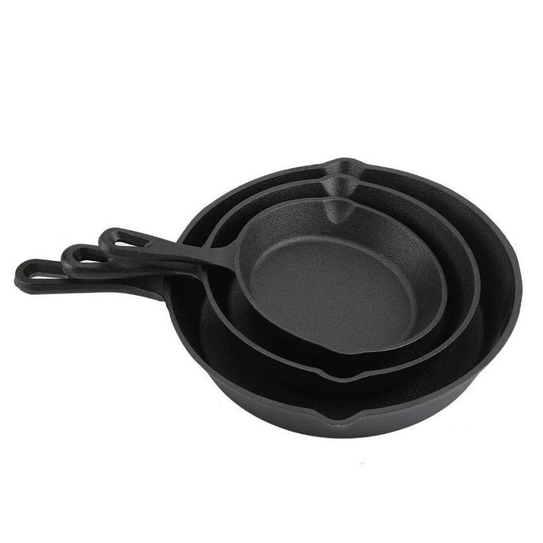 Simple Chef Cast Iron Skillet 3-Piece Set - Best Heavy-Duty Professional  Restaurant Chef Quality Pre-Seasoned Pan Cookware Set - 10, 8, 6 Pans -  Great For Frying, Saute, Cooking, Pizza & More 