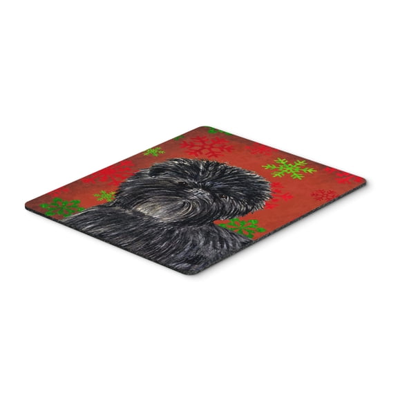 "Affenpinscher Red Green Snowflakes Christmas Mouse Pad Hot Pad or Trivet"