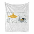 thumbnail image 1 of Yellow Submarine Soft Flannel Fleece Throw Blanket, Submarine Fish and a Treasure Chest on the Sea Bottom Print, Cozy Plush for Indoor and Outdoor Use, 50" x 60", White and Earth Yellow, by Ambesonne, 1 of 6