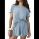 thumbnail image 3 of Conjunto de Pijama de Verano de 2 Piezas de Punto Acanalado y Corta para Mujer, Suave y Cómodo, para Estar en Casa. Azul XL, 3 of 9