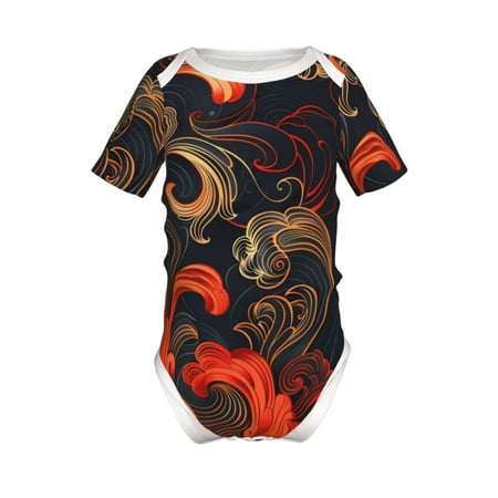 

Coaee Fiery Floral Pattern for Soft Baby Short-Sleeve Bodysuit Baby Climbing Clothes Baby Girls Boys Bodysuit Romper-12 Months