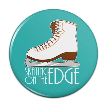 Ice Skates Figure Skating Living On The Edge Pinback Button Pin Badge - 1" Diameter
