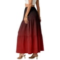 thumbnail image 6 of LWavelet Women Ombre Tiered Maxi Skirt Elastic High Waist With Pockets Casual Long Skirt Deep Red 2XL, 6 of 6