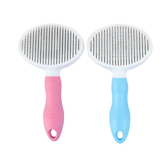 Cepillo para gatos, cortador autolimpiante para mudar y arreglar para eliminar la capa interna suelta, las esteras y el pelo enredado Rojo Verde