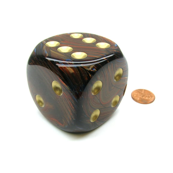 Chessex Scarab 50mm Huge Large D6 Dice, 1 Piece - Blue Blood with Gold Pips #DC5009