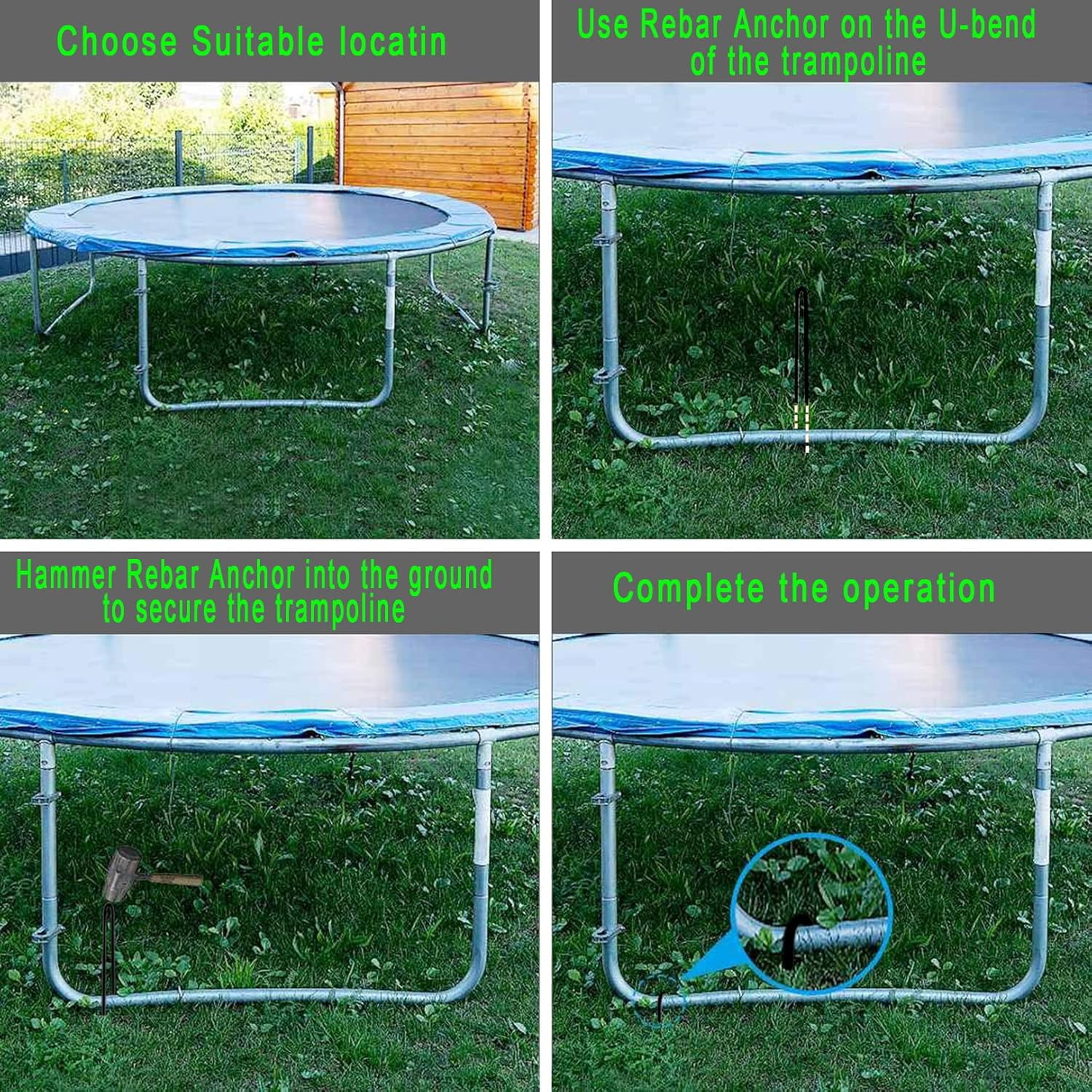 Heavy Duty Trampolines Wind Stakes Galvanized Steel U-Shaped Staples for Landscaping, Camping Tents, Soccer Goals and Garden Decoration