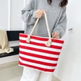 thumbnail image 4 of Large Capacity Casual Shoulder Bag, Thickened Canvas Design, Washable Striped Handbag and Reusable Travel Purse Organizer, 4 of 9