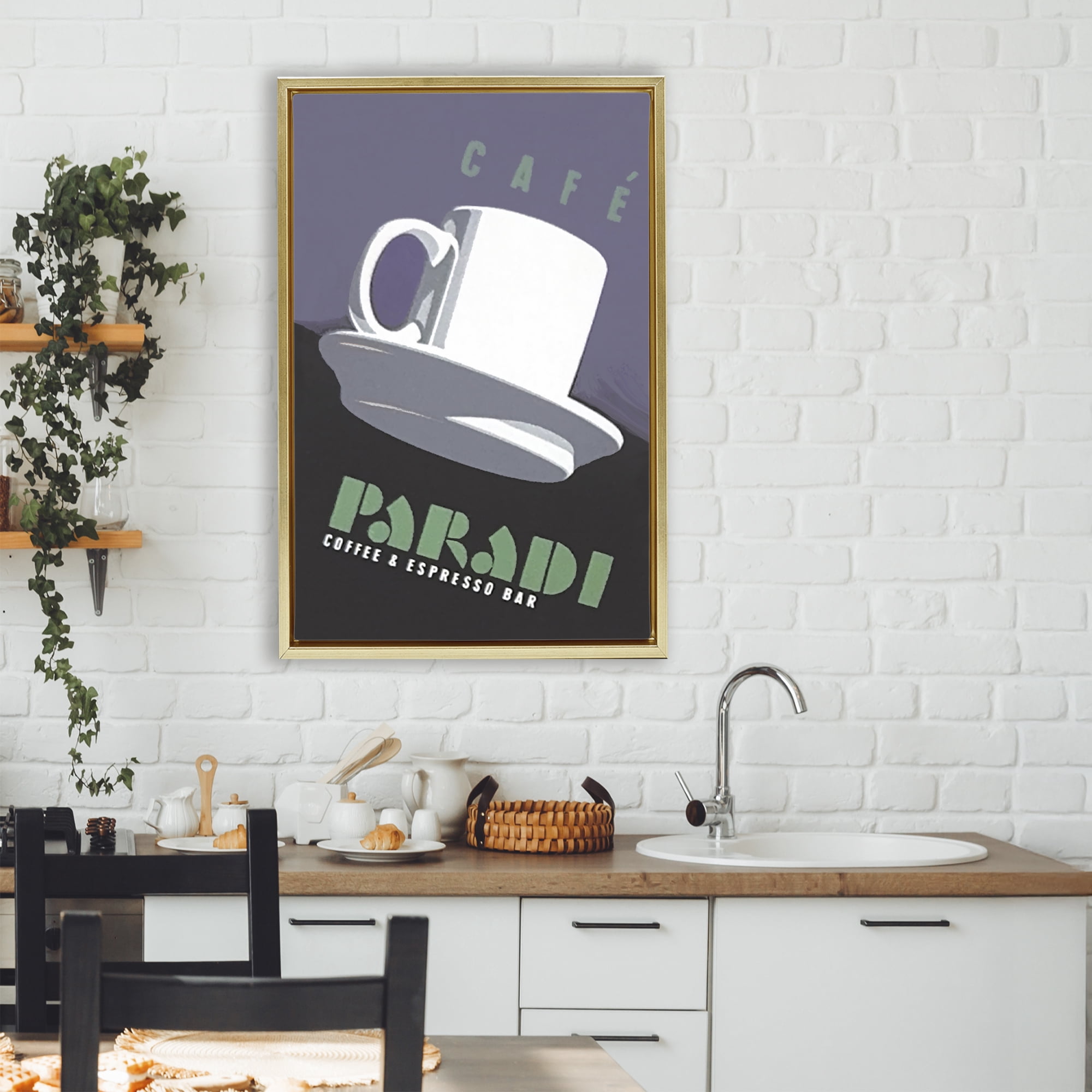 Stupell Industries Paradi Coffee & Espresso Gold Framed Floater Canvas Wall Art, design by Jadei Graphics