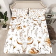 thumbnail image 2 of Homewish Rustic Bull Skull Full Size Sheets,Country Floral Bed Sheets,White Brown Sheet Sets For Teens,Ultra Soft Home Decor,4-Piece, 2 of 7