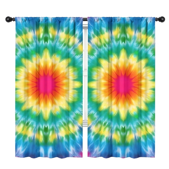 Blackout Kids Curtains,Colorful Tie Dye Blossom Pattern Childrens Insulated Curtains Set Of 2,Bedroom Essentials,Toddler Room Decor 42"x84"