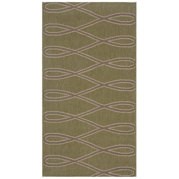 SAFAVIEH Courtyard Arielle Geometric Swirls Indoor/Outdoor Area Rug Green/Cream, 2'7" x 5'