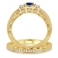 thumbnail image 3 of 2 Carat Sapphire and Diamond Antique Milgrain Bridal set on 10k Yellow Gold, 3 of 3