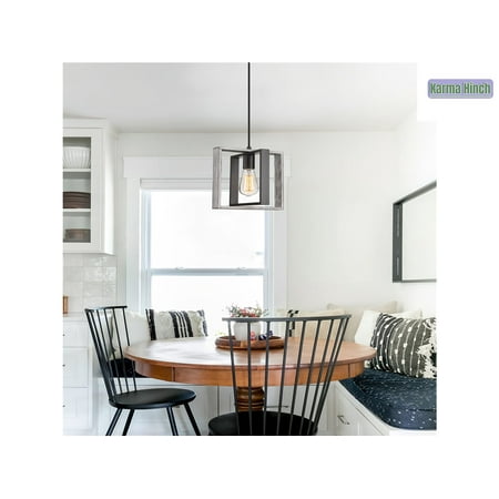 

Pendant Lights Farmhouse Hanging Light Fixtures Kitchen Island Lighting with Solid Wood Metal Frame for Entryway Dinning Room