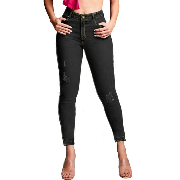 Jeans Dama Shendy Vendy Stretch Mezclilla Levanta Pompa Tiro Colombiano